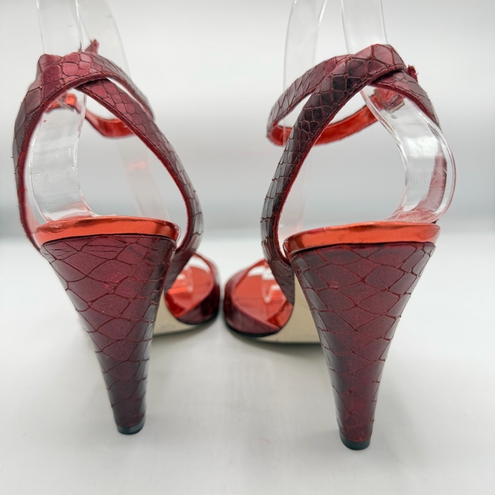 Enzo Angiolini Metallic Red Croc-Embossed Heels - Picture 5 of 7
